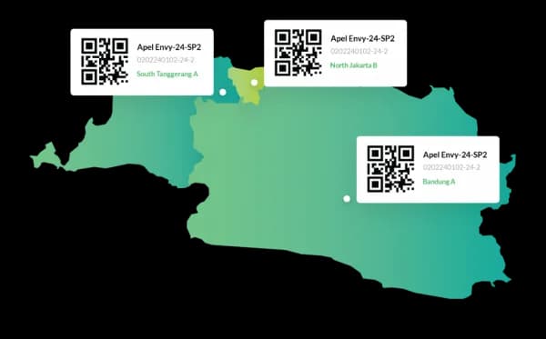Peta pelacakan produk berdasarkan scan QR per wilayah