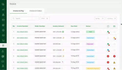 screen invoice to pay and collect