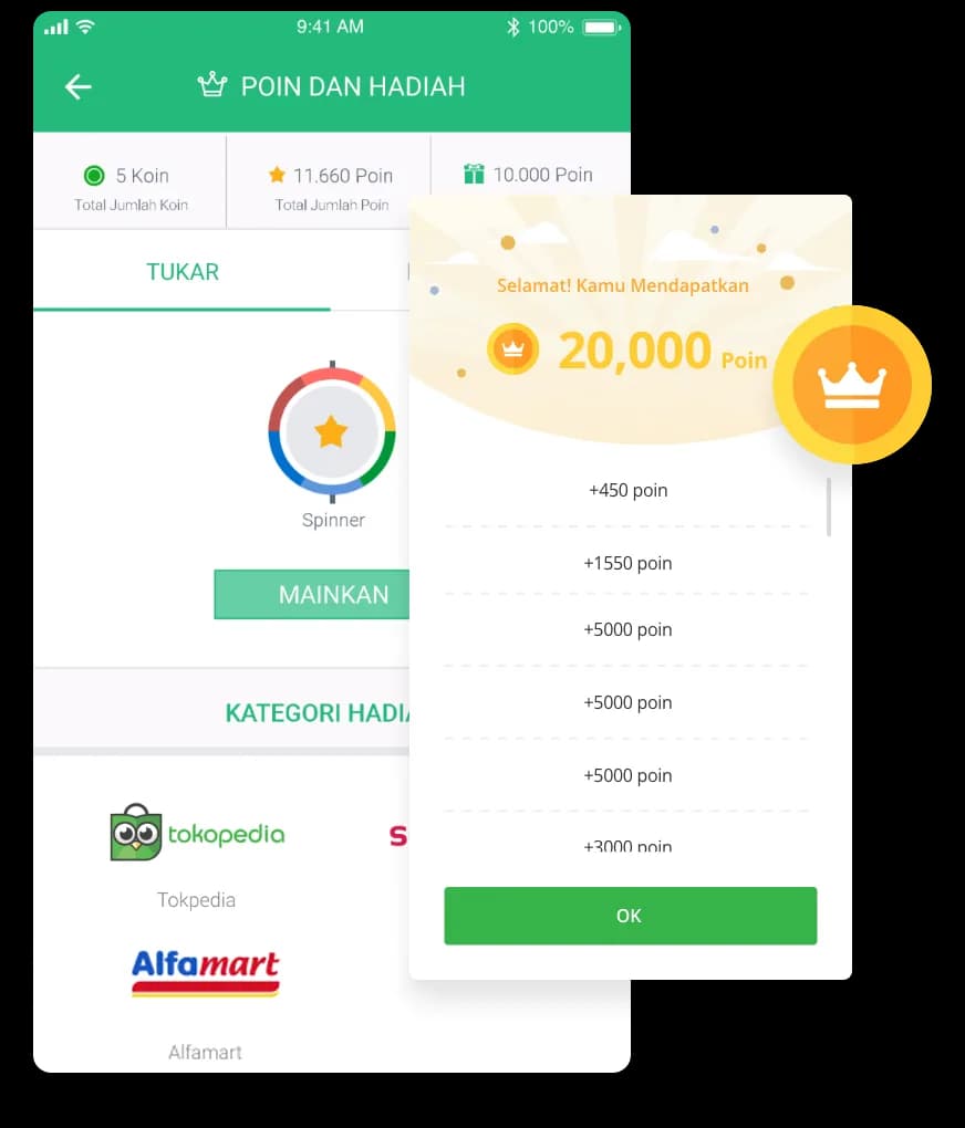 Poin loyalitas yang dikumpulkan dari scan QR produk