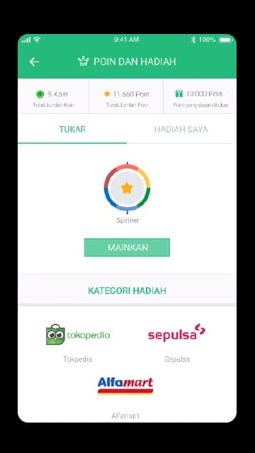 Halaman poin dan hadiah program loyalitas retailer