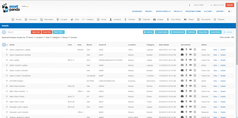 asset management system - asset panda